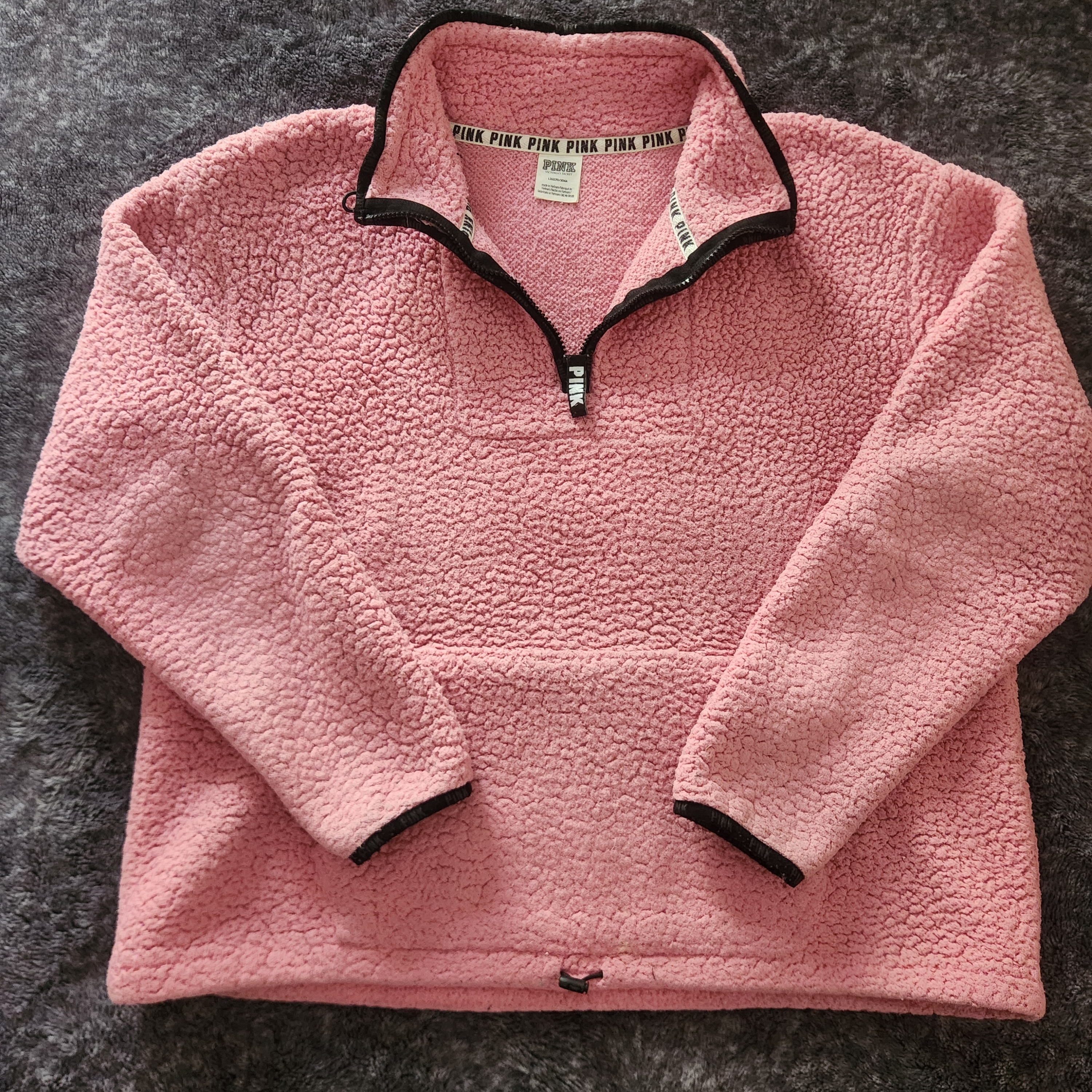 Pink Sherpa Quarter-Zip Sweater Size L
